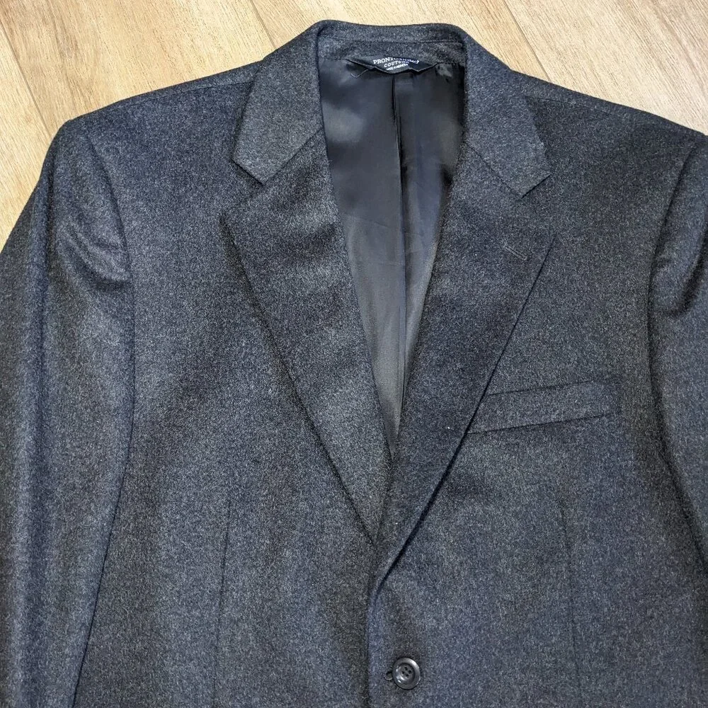 Pronto Uomo Blazer Mens 42R Dark Gray 100% Cashmere Couture Sports Coat Jacket